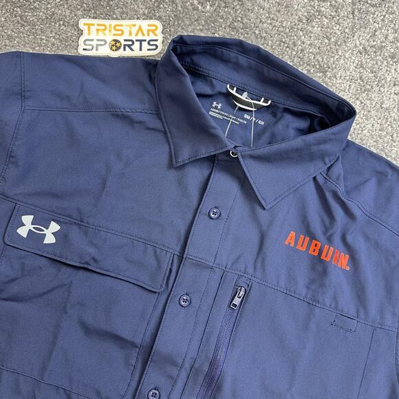 Auburn Tigers Shirt Mens Small NCAA College Fishing Button Up Under Armour - Picture 1 of 9